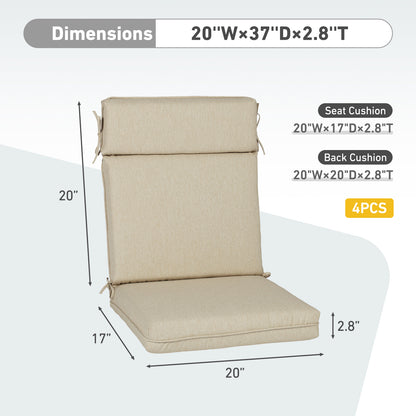 Outdoor High Back Dining Chair Cushion Set, Polyester Fabric, TPU Water Repellent Coating, Light Taupe