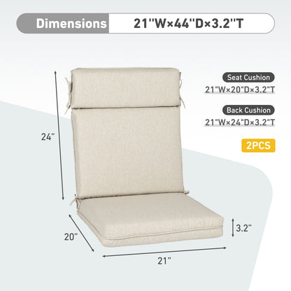 Outdoor High Back Dining Chair Cushion Set, Polyester Fabric, TPU Water Repellent Coating, Light Taupe