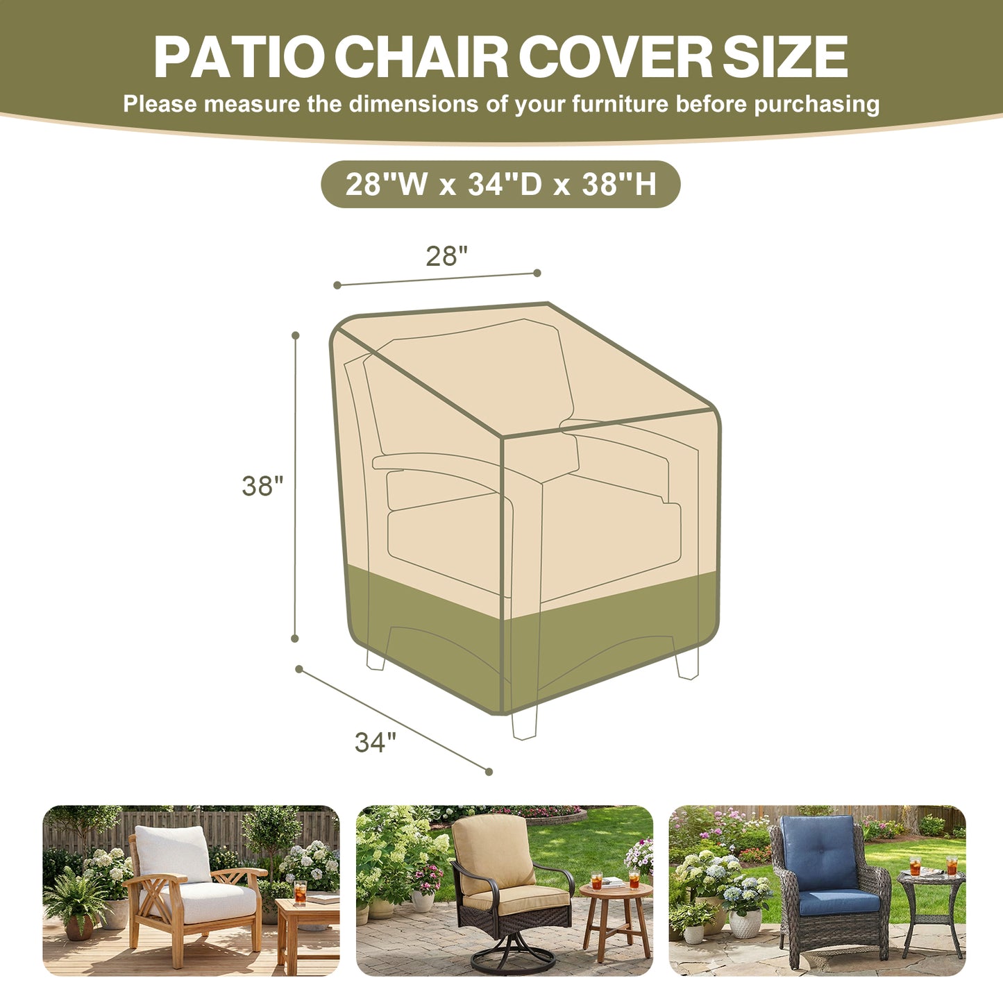 Patio Chair Cover for Deep Seat/ Rocking Chair/ Outdoor Swivel