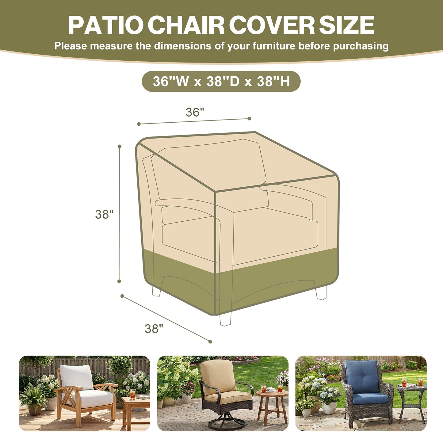 Patio Chair Cover for Deep Seat/ Rocking Chair/ Outdoor Swivel