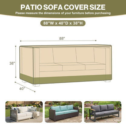 Patio Sofa Cover for 3-Seater Sofa/ Loveseat/ Bench, Rectangular