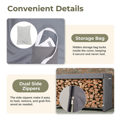 Outdoor Firewood Rack Cover, Gray