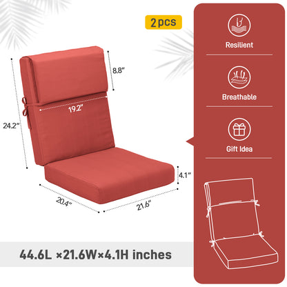 45x22x4 inch Patio High Back Chair Cushions - Red