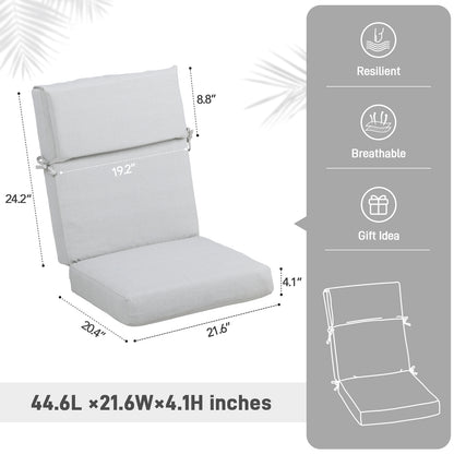 45x22x4 inch Patio High Back Chair Cushions - Light Gray
