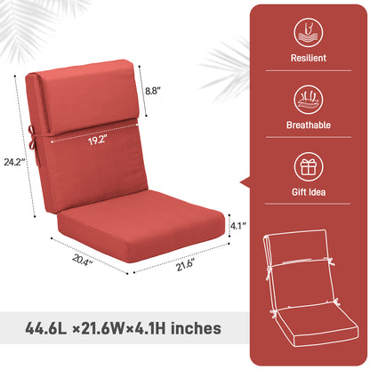 45x22x4 inch Patio High Back Chair Cushions - Red