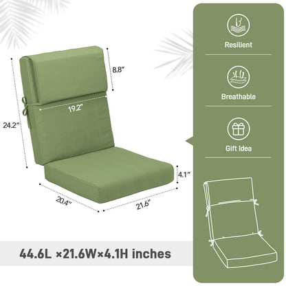 45x22x4 inch Patio High Back Chair Cushions - Green