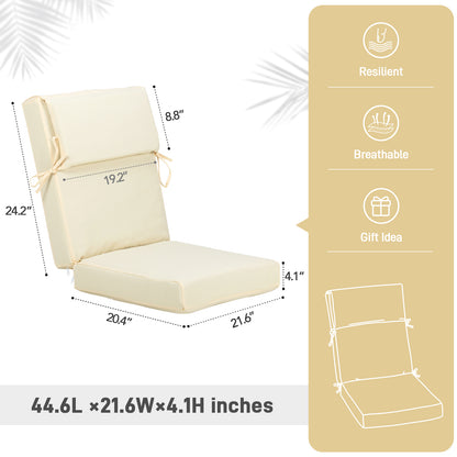 45x22x4 inch Patio High Back Chair Cushions - Cream Yellow