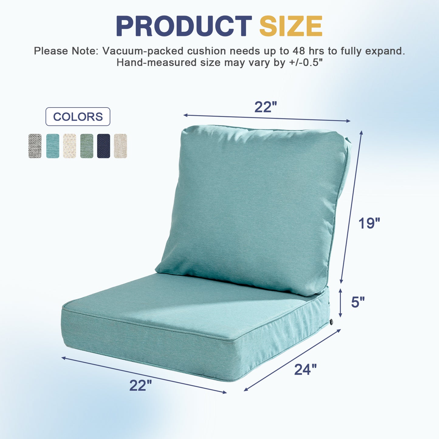 Outdoor Deep Seat Cushion Set, Patio Chair Back & Seat Cushions, Caribbean Turquoise
