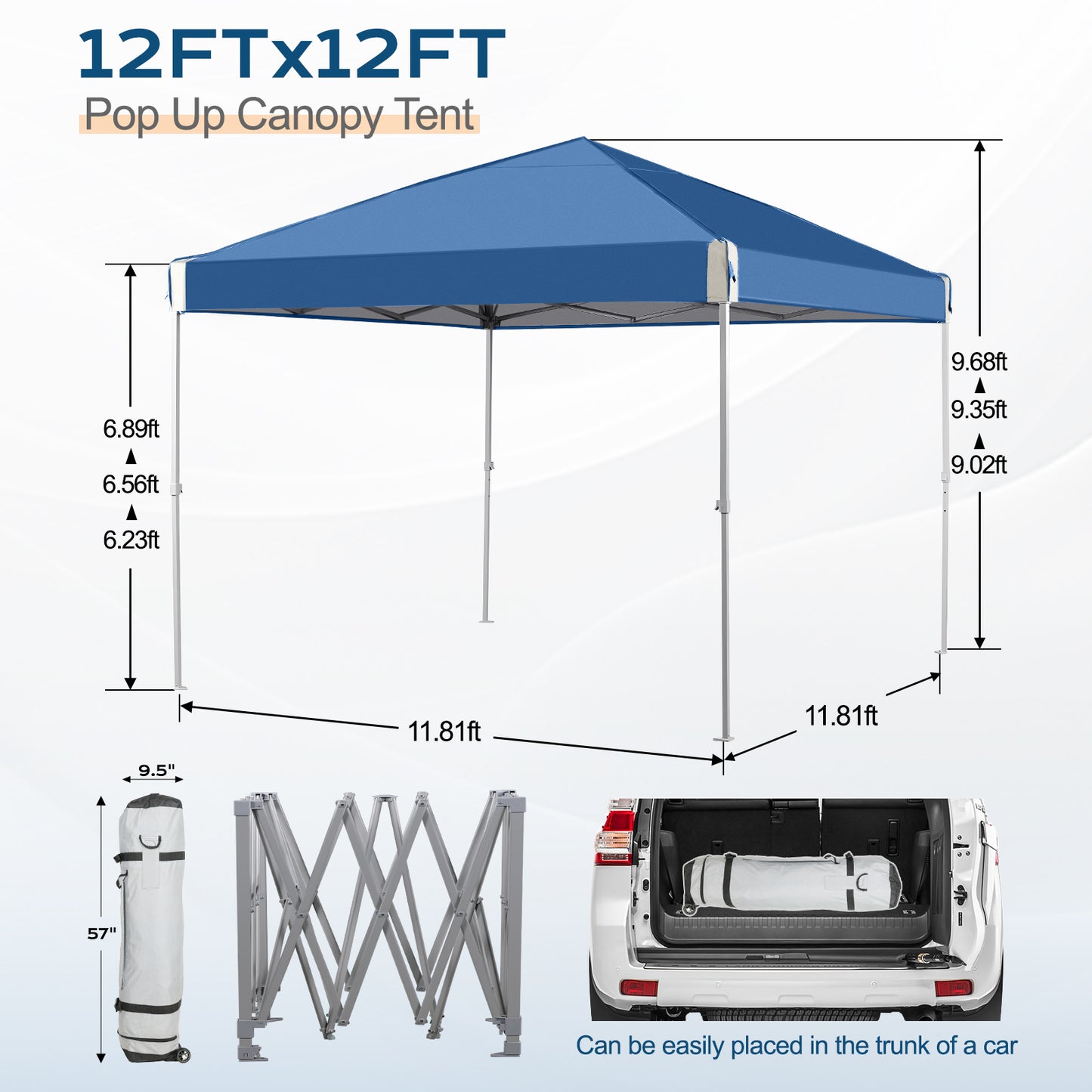 10x10/12x12 ft. Pop Up Canopy Tent with Roller Bag