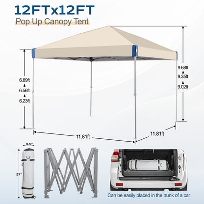 10x10/12x12 ft. Pop Up Canopy Tent with Roller Bag