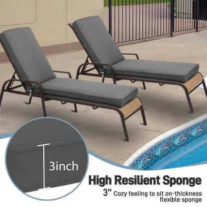 72x21x3 inch Patio Chaise Lounger Cushions Set of 2 - Charcoal