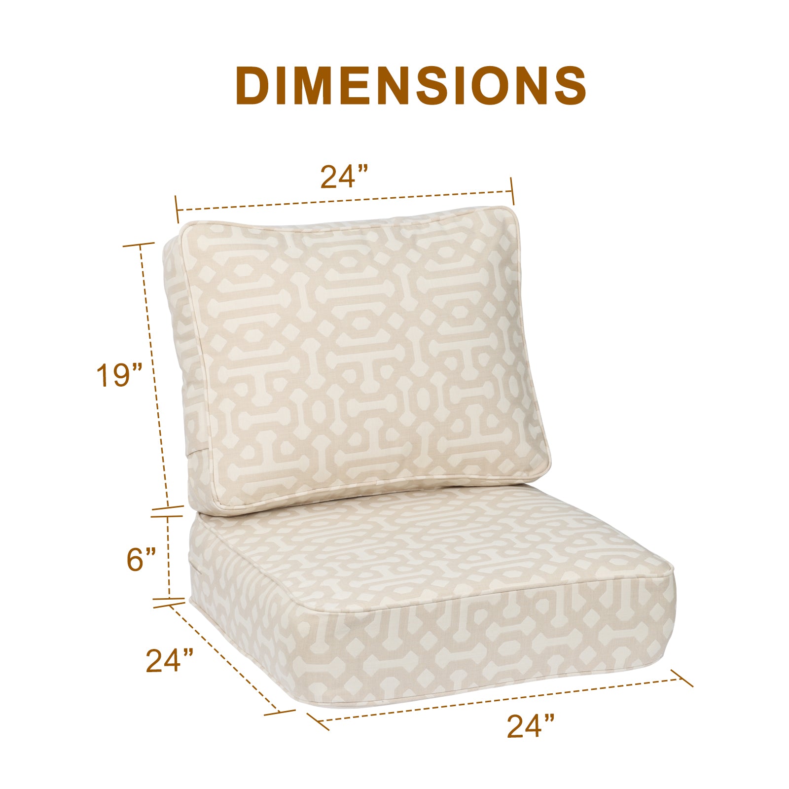 Aoodor Premium Sunbrella Outdoor Patio Chair Cushions Dimension