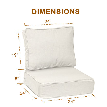 Premium Sunbrella Fabric Outdoor Patio Chair Cushions Set, Spectrum Eggshell - Aoodor 