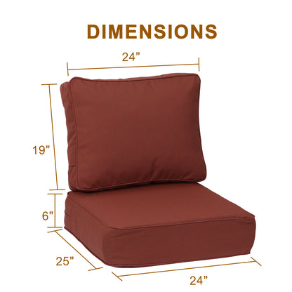 Premium Sunbrella Fabric Outdoor Patio Chair Cushions Set, Canvas Henna