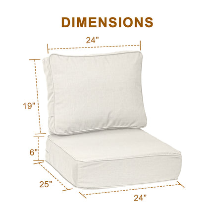 Premium Sunbrella Fabric Outdoor Patio Chair Cushions Set, Spectrum Eggshell - Aoodor 