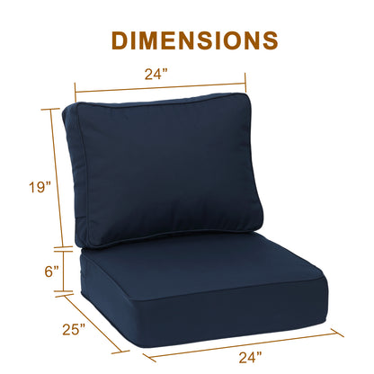 Premium Sunbrella Fabric Outdoor Patio Chair Cushions Set, Canvas Navy