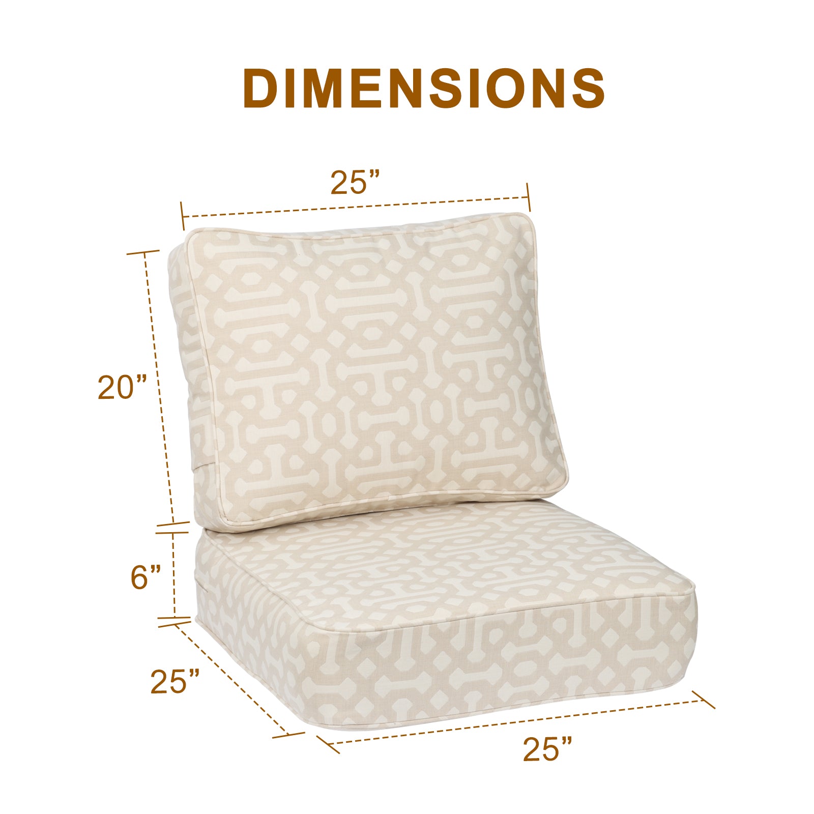 Aoodor Premium Sunbrella Outdoor Patio Chair Cushions Set, Beige