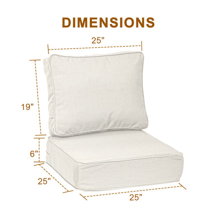 Premium Sunbrella Fabric Outdoor Patio Chair Cushions Set, Spectrum Eggshell - Aoodor 