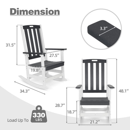 Outdoor Rocking Chair, Ergonomic HDPE Rockers with All-Weather Design