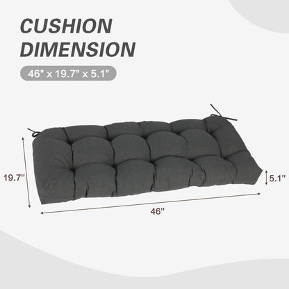 Outdoor Polyester Tufted Bench Cushion, Water & Fade Resistant, Dark Gray