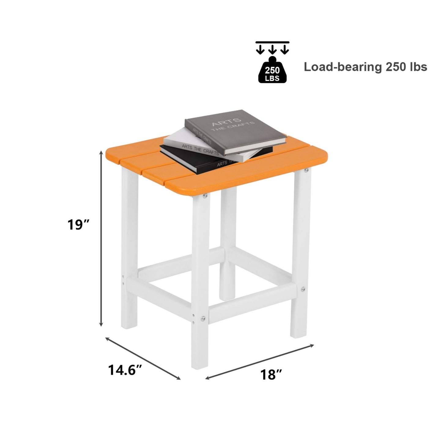 18x14.6x19 inch Outdoor Side Table, Square Adirondack Patio End Table for Patio, Pool, Porch
