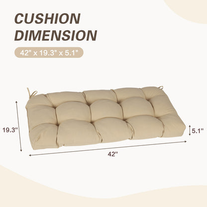 Outdoor Polyester Tufted Bench Cushion, Water & Fade Resistant, Khaki