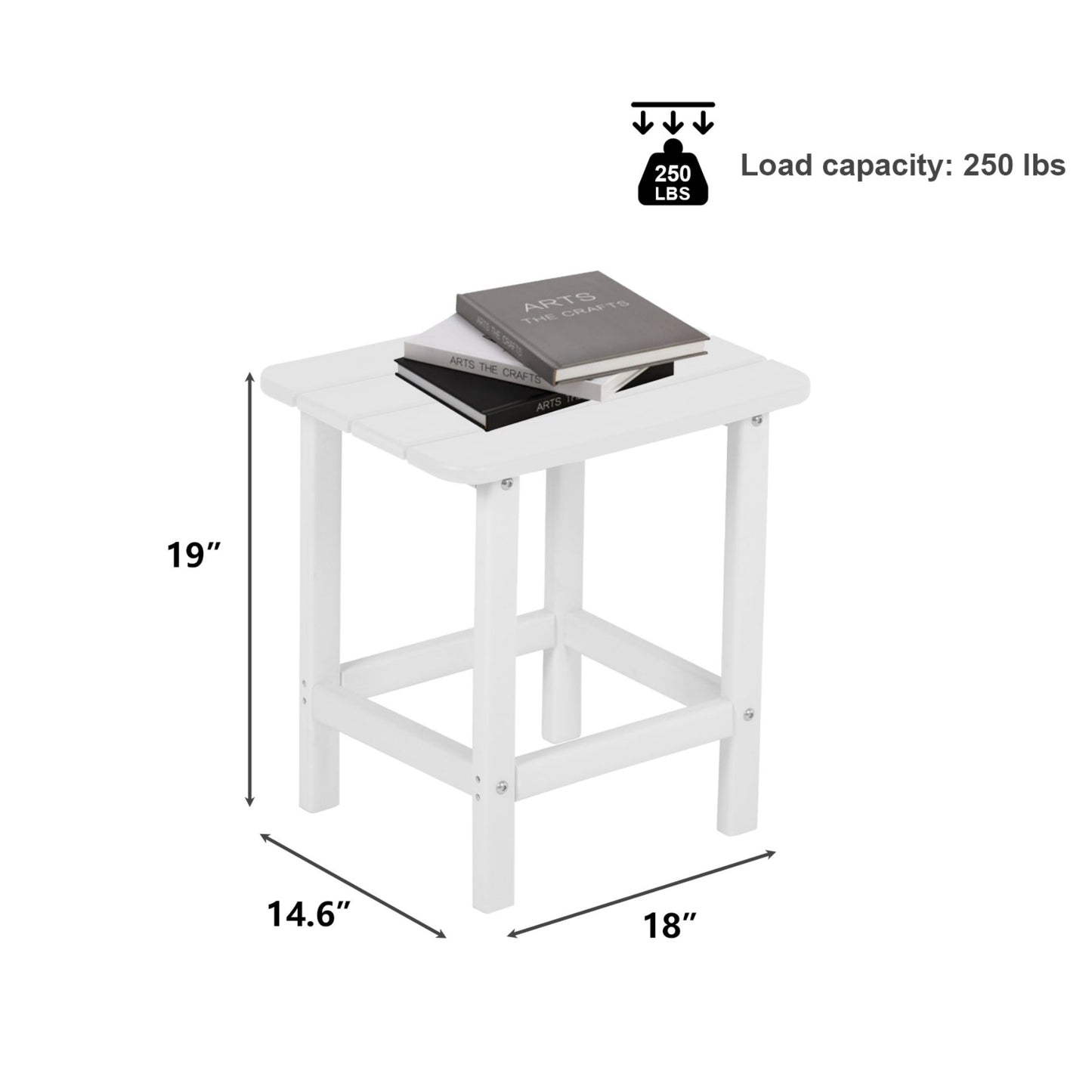 18x14.6x19 inch Outdoor Side Table, Square Adirondack Patio End Table for Patio, Pool, Porch