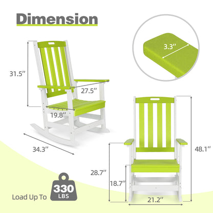 Outdoor Rocking Chair, Ergonomic HDPE Rockers with All-Weather Design