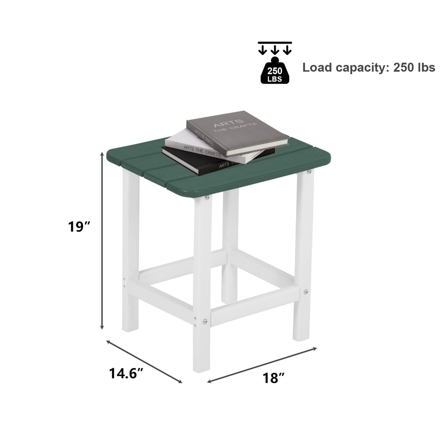18x14.6x19 inch Outdoor Side Table, Square Adirondack Patio End Table for Patio, Pool, Porch