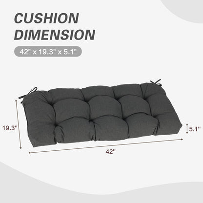 Outdoor Polyester Tufted Bench Cushion, Water & Fade Resistant, Dark Gray