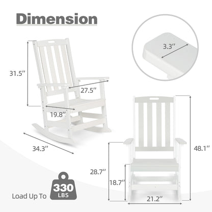 Outdoor Rocking Chair, Ergonomic HDPE Rockers with All-Weather Design