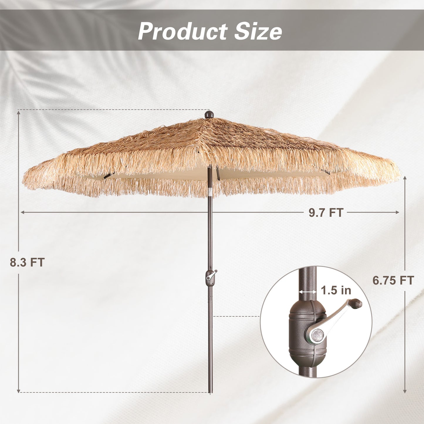 Patio Umbrella Thatched Outdoor Umbrella (No Base)