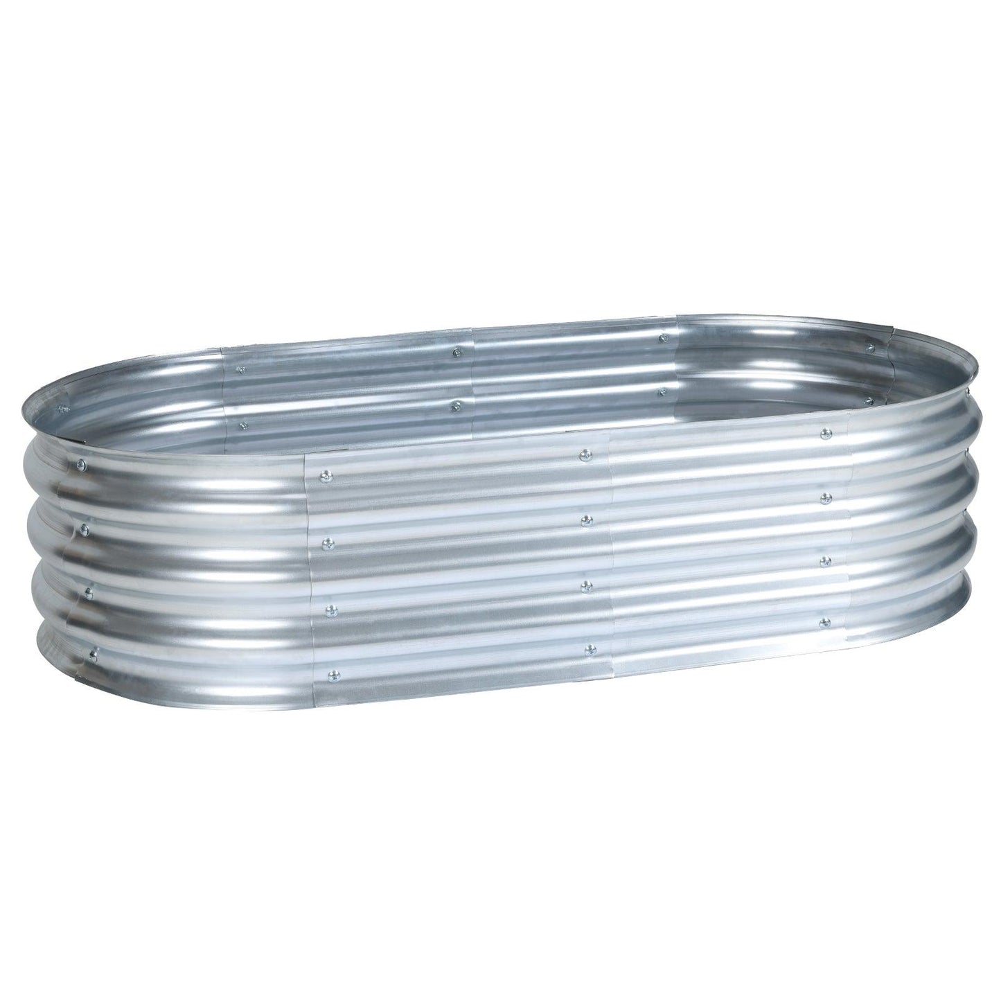 47(L)x24(W)x12(H)inch Galvanized Raised Garden Bed Kit, Outdoor Garden Planter Oval Large Boxes for Vegetables, Flowers, Herbs - Silver Aoodor