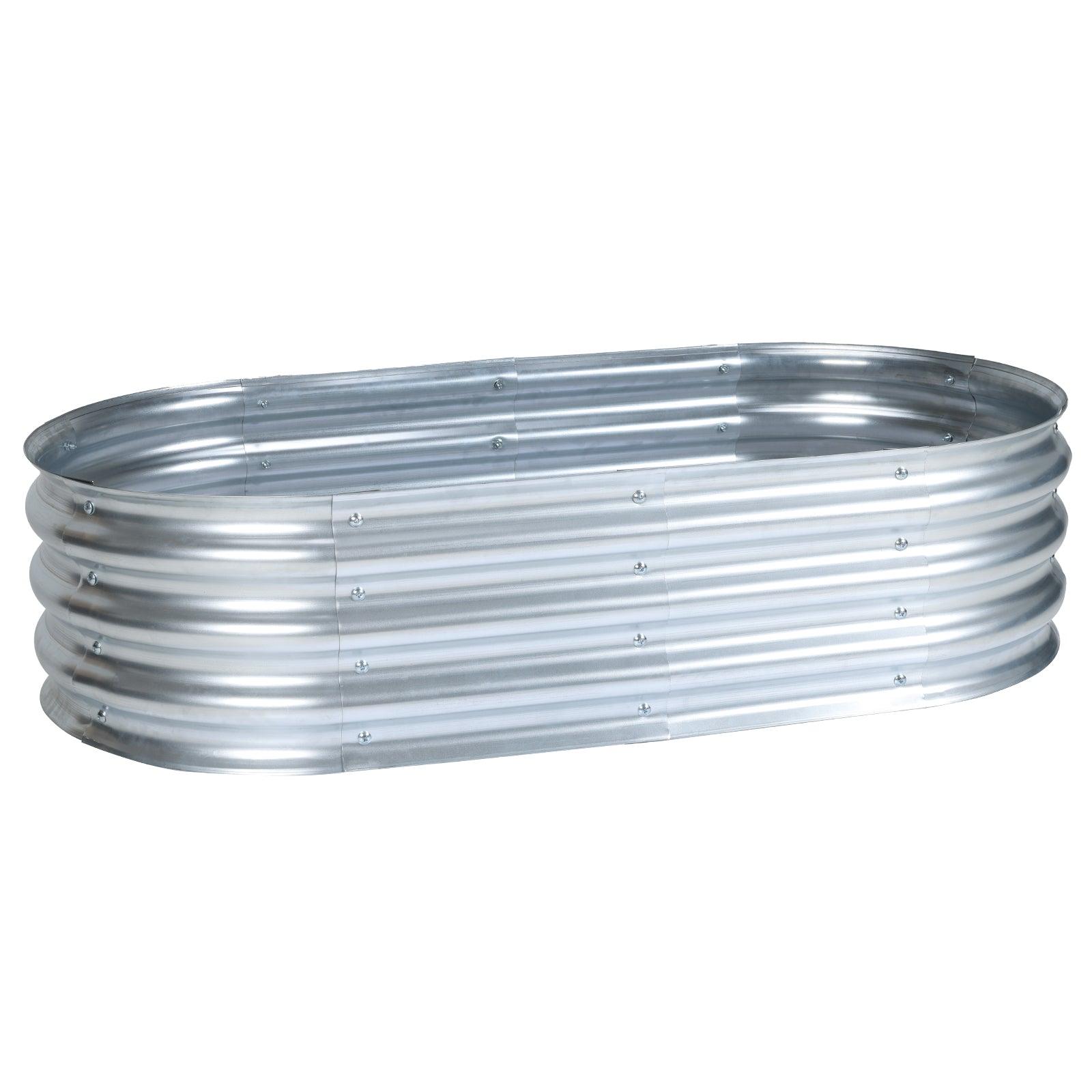 47(L)x24(W)x12(H)inch Galvanized Raised Garden Bed Kit, Outdoor Garden Planter Oval Large Boxes for Vegetables, Flowers, Herbs - Silver Aoodor