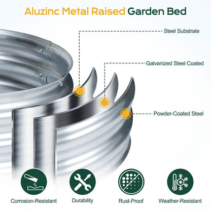 47(L)x24(W)x12(H)inch Galvanized Raised Garden Bed Kit, Outdoor Garden Planter Oval Large Boxes for Vegetables, Flowers, Herbs - Silver Aoodor