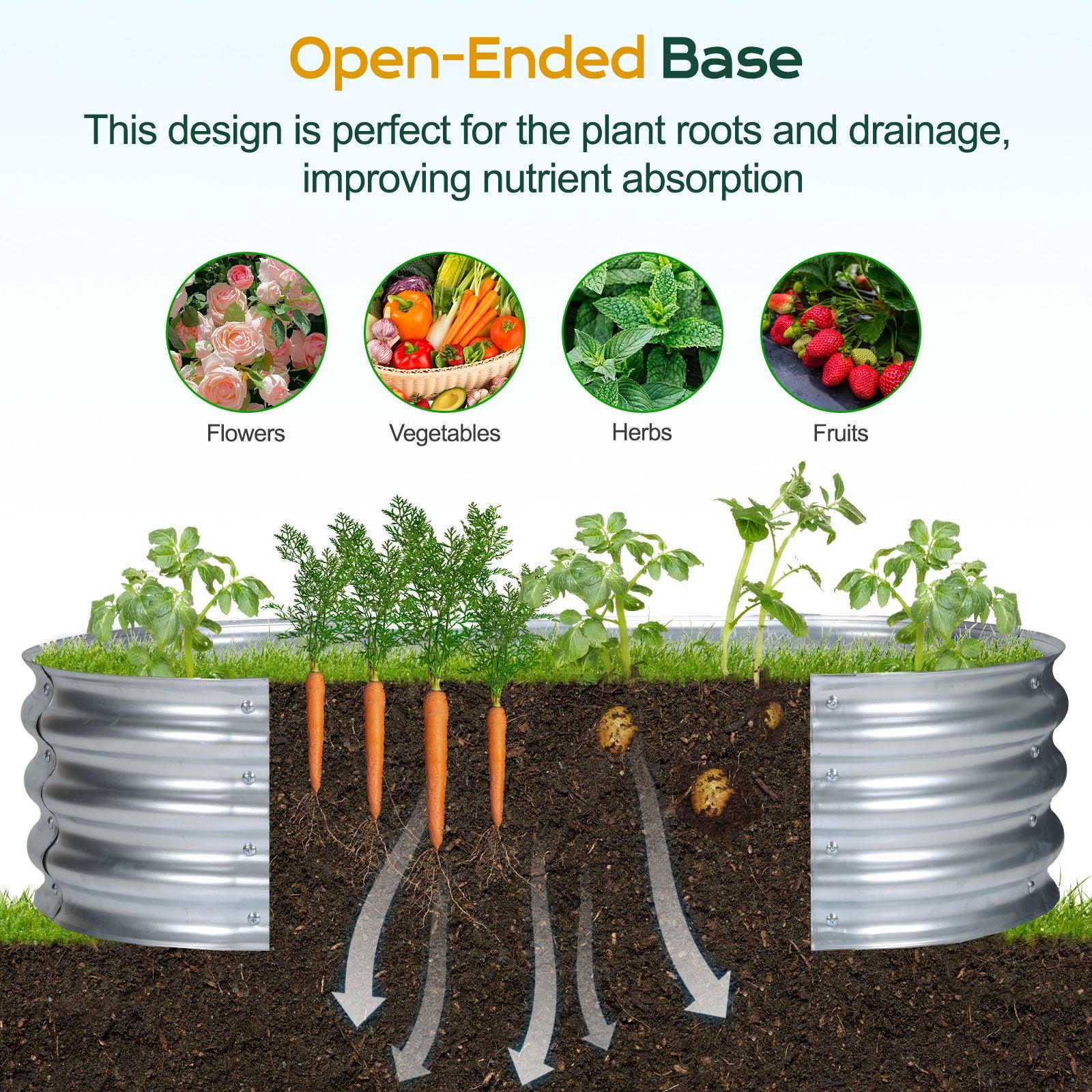 47(L)x24(W)x12(H)inch Galvanized Raised Garden Bed Kit, Outdoor Garden Planter Oval Large Boxes for Vegetables, Flowers, Herbs - Silver Aoodor