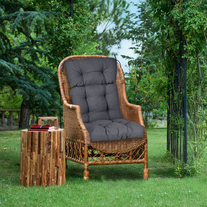 Tufted Outdoor High Back Chair Cushions Patio Replacement Cushion, Dark Gray
