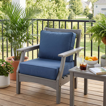 Premium Sunbrella Fabric Outdoor Patio Chair Cushions Set, Canvas Sapphire Blue