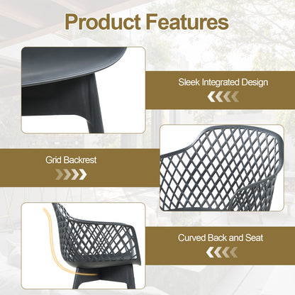 Modern Dining Chairs Set, Weather-Resistant Plastic Cafe Chairs