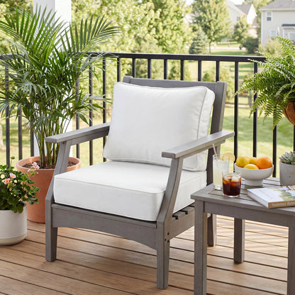 Premium Sunbrella Fabric Outdoor Patio Chair Cushions Set, Canvas Natural