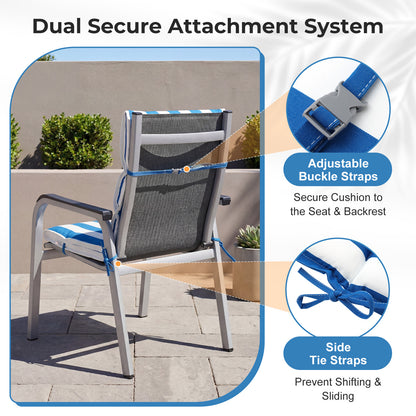 39x20x2.4 inch Outdoor Chair Cushions, Blue Stripe