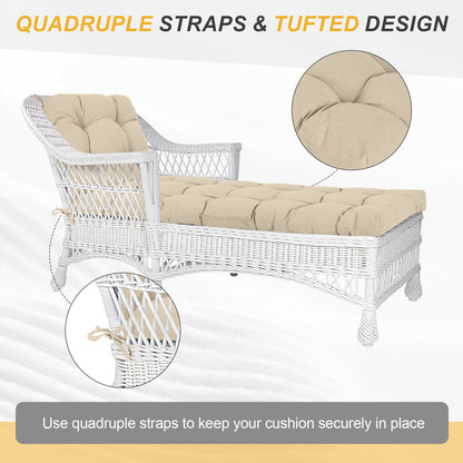 76"x22"x5.1" Polyester Tufted Chaise Lounge Cushion for Outdoor Wicker Chaise Lounge Use, 2 Packs - Khaki