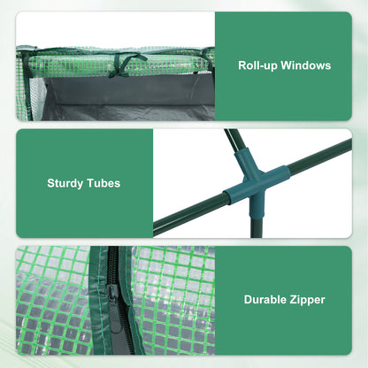 Raised Garden Bed with Mini Greenhouse Cover, Green PE Planter Box Kit