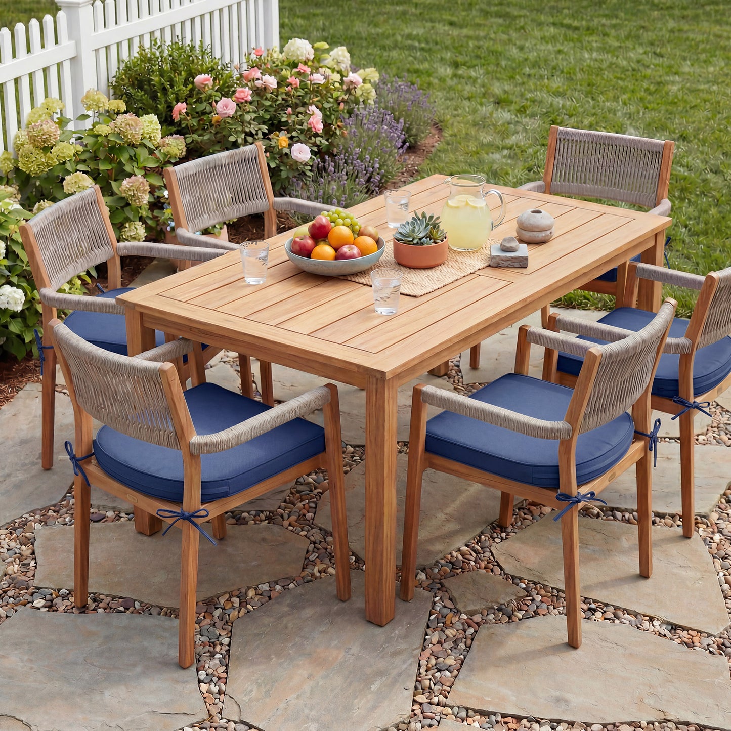 Outdoor Dining Chair Cushions Set, Patio Seat Pads, Dark Blue