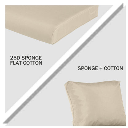 Outdoor Chair Cushions, Patio Deep Seat Cushions with Handle & Adjustable Straps - Khaki