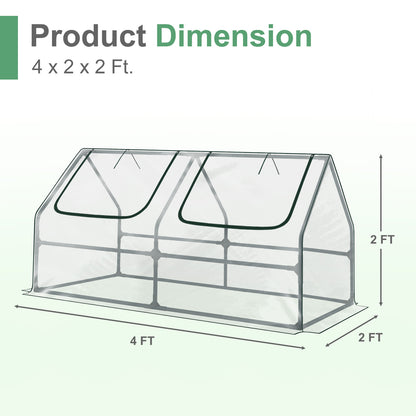 4x2x2 ft. Mini Greenhouse with Zipper Doors, Water Resistant & UV Protected