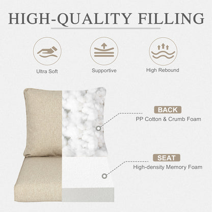 Outdoor Deep Seat Cushion Set, Waterproof Patio Chair Cushions, Brown