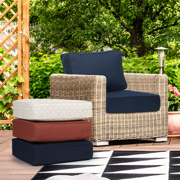 Premium Sunbrella Fabric Outdoor Patio Chair Cushions Set, Canvas Navy