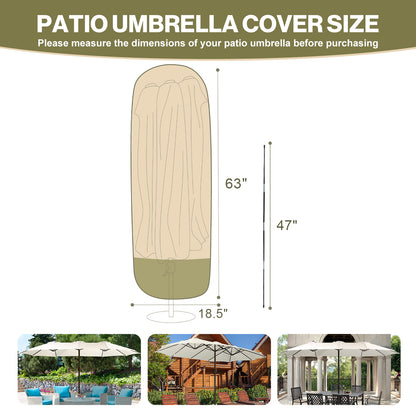 Patio Umbrella Cover for 8-11ft Double-Sided Umbrella