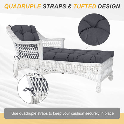 76"x22"x5.1" Polyester Tufted Chaise Lounge Cushion for Outdoor Wicker Chaise Lounge Use, 2 Packs - Dark Gray
